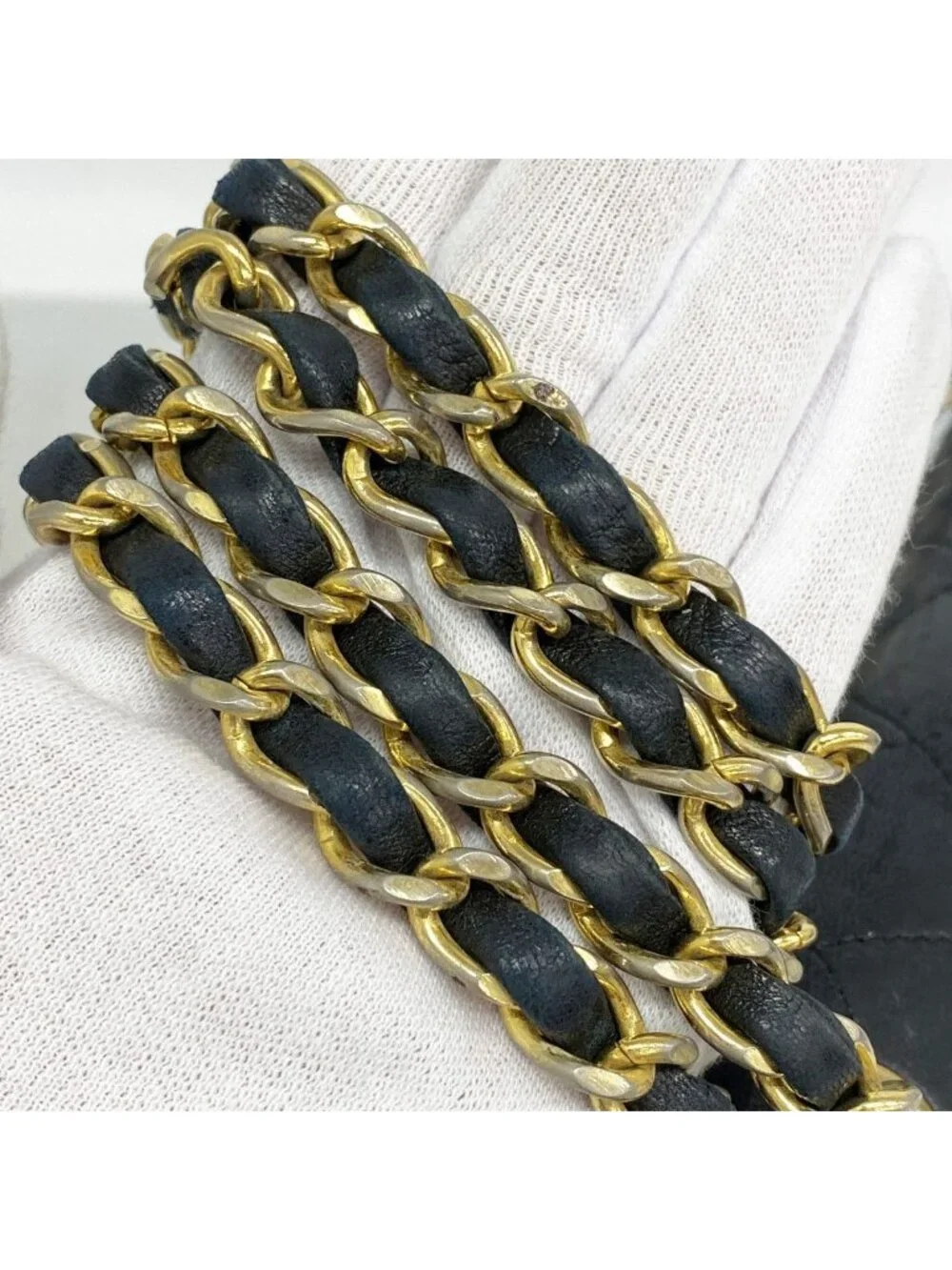 Chanel Shoulder Bag Quilted Lambskin Black Gold